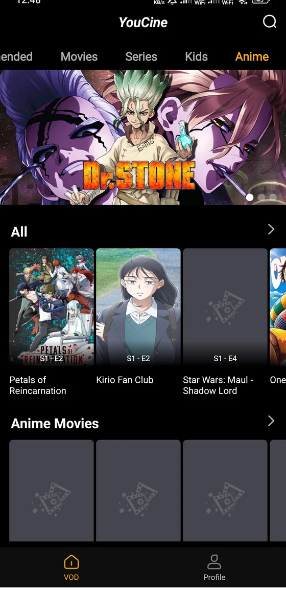 Aba de anime no YouCine APK