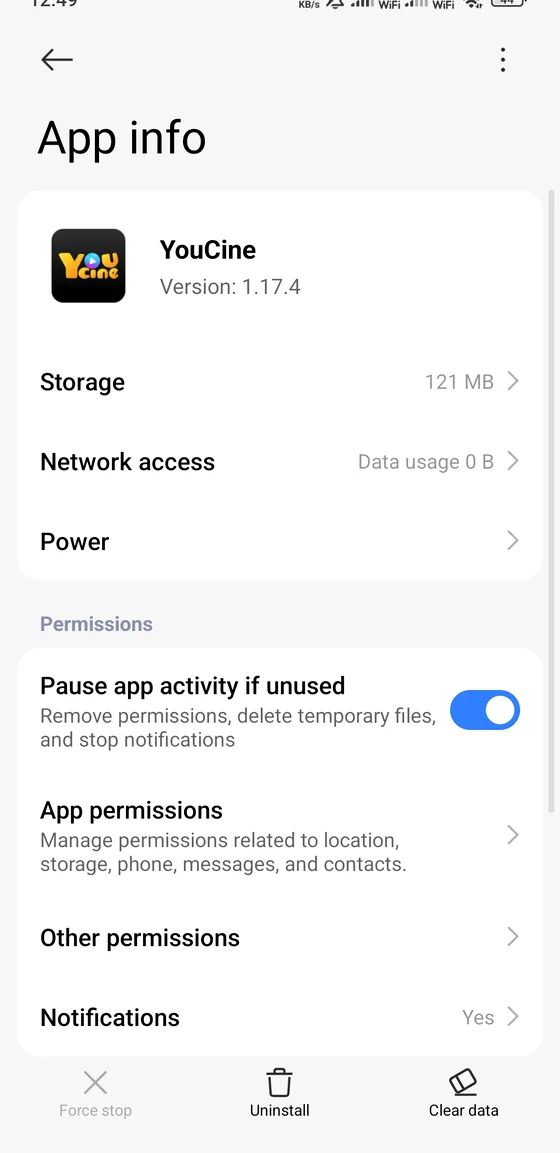 Informacoes do app confirmando a versao 1.17.4