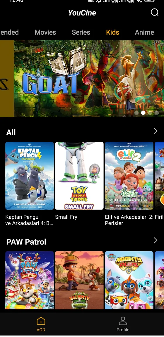 Aba infantil no YouCine APK