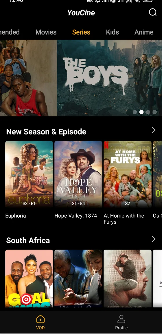 Aba de series no YouCine APK