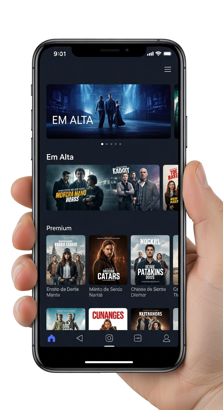 YouCine APK aberto no celular mostrando filmes e séries